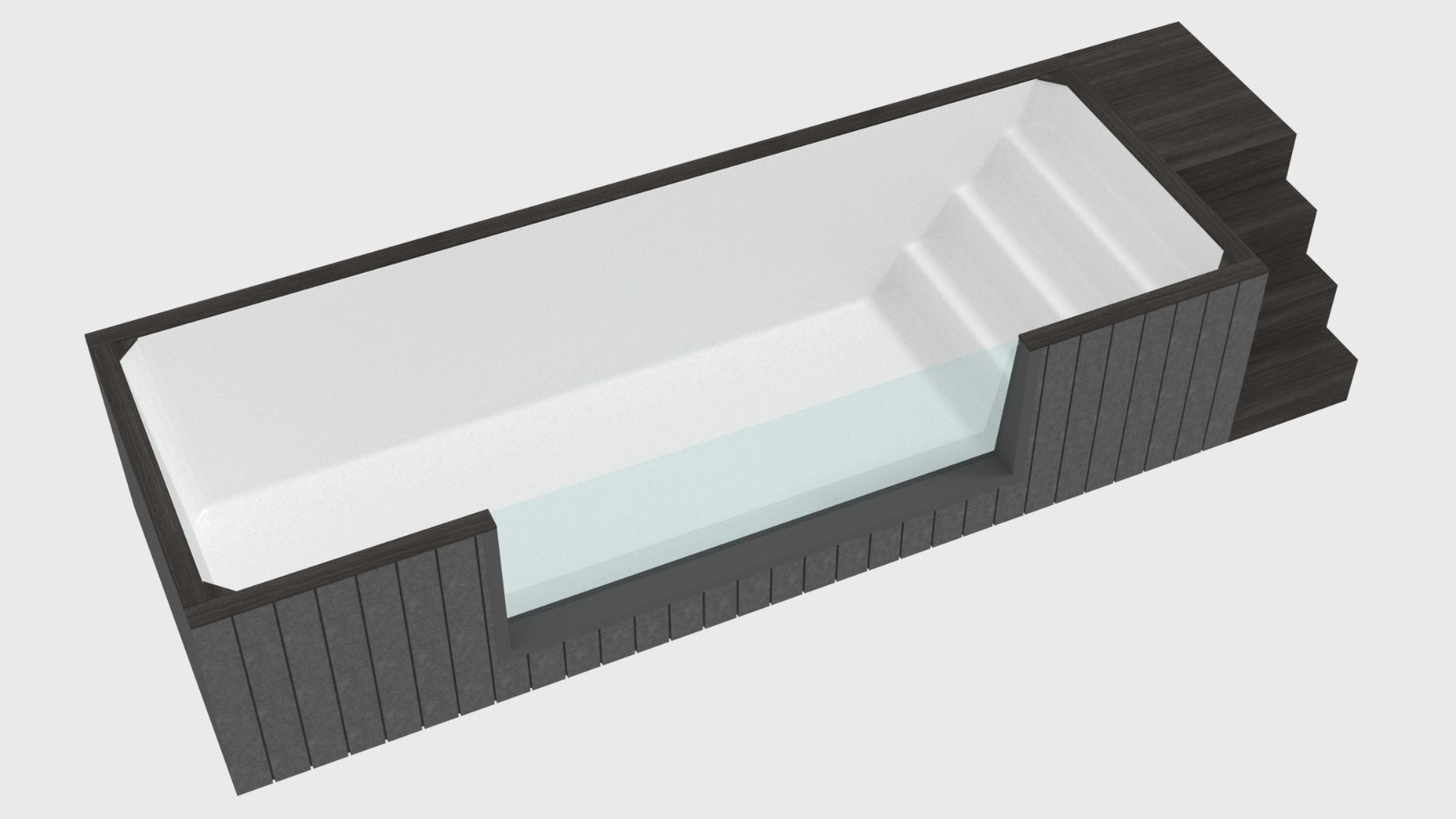 Piscine rectangulaire moderne avec vitrine