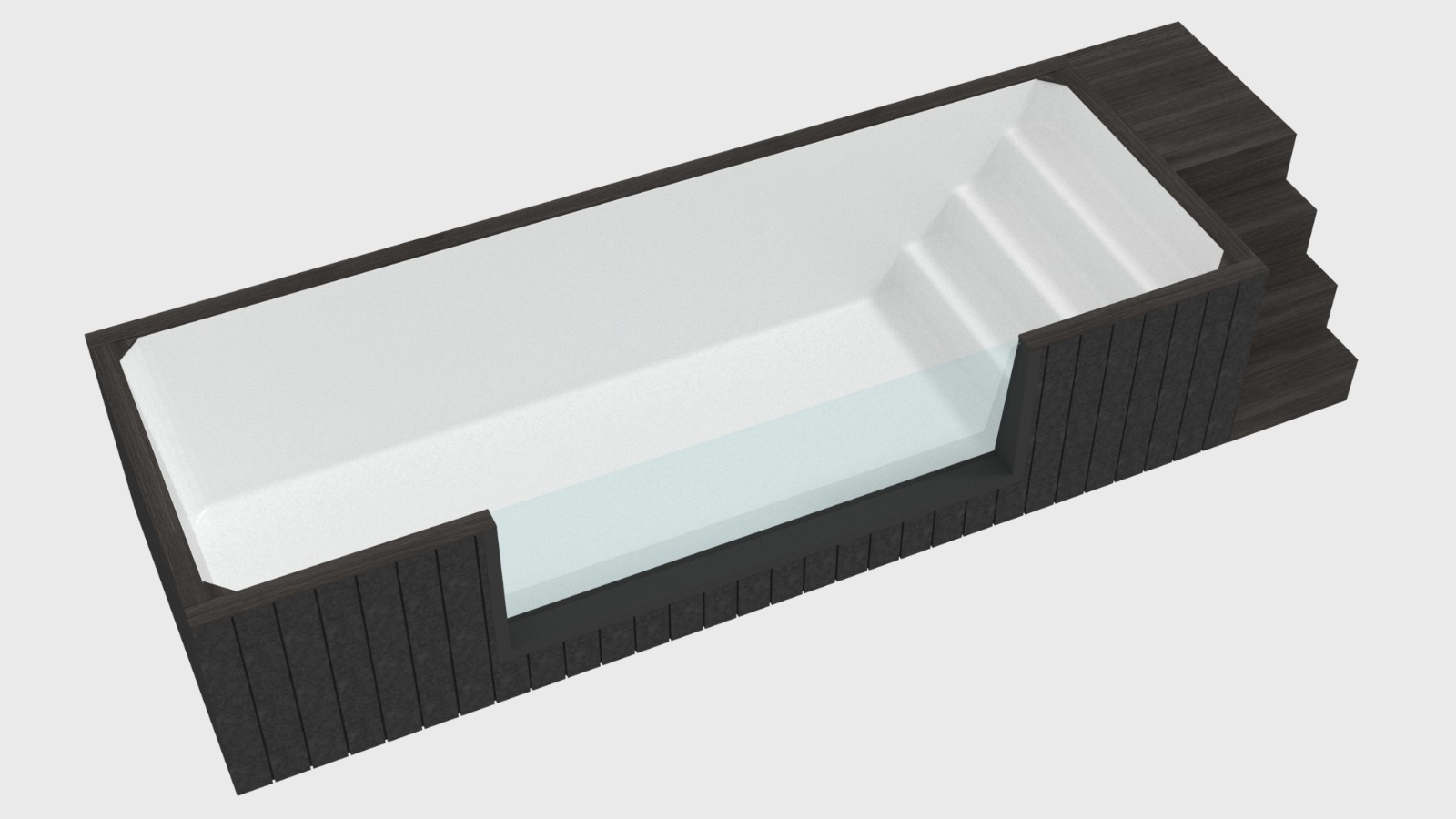 Piscine rectangulaire moderne avec parois en bois