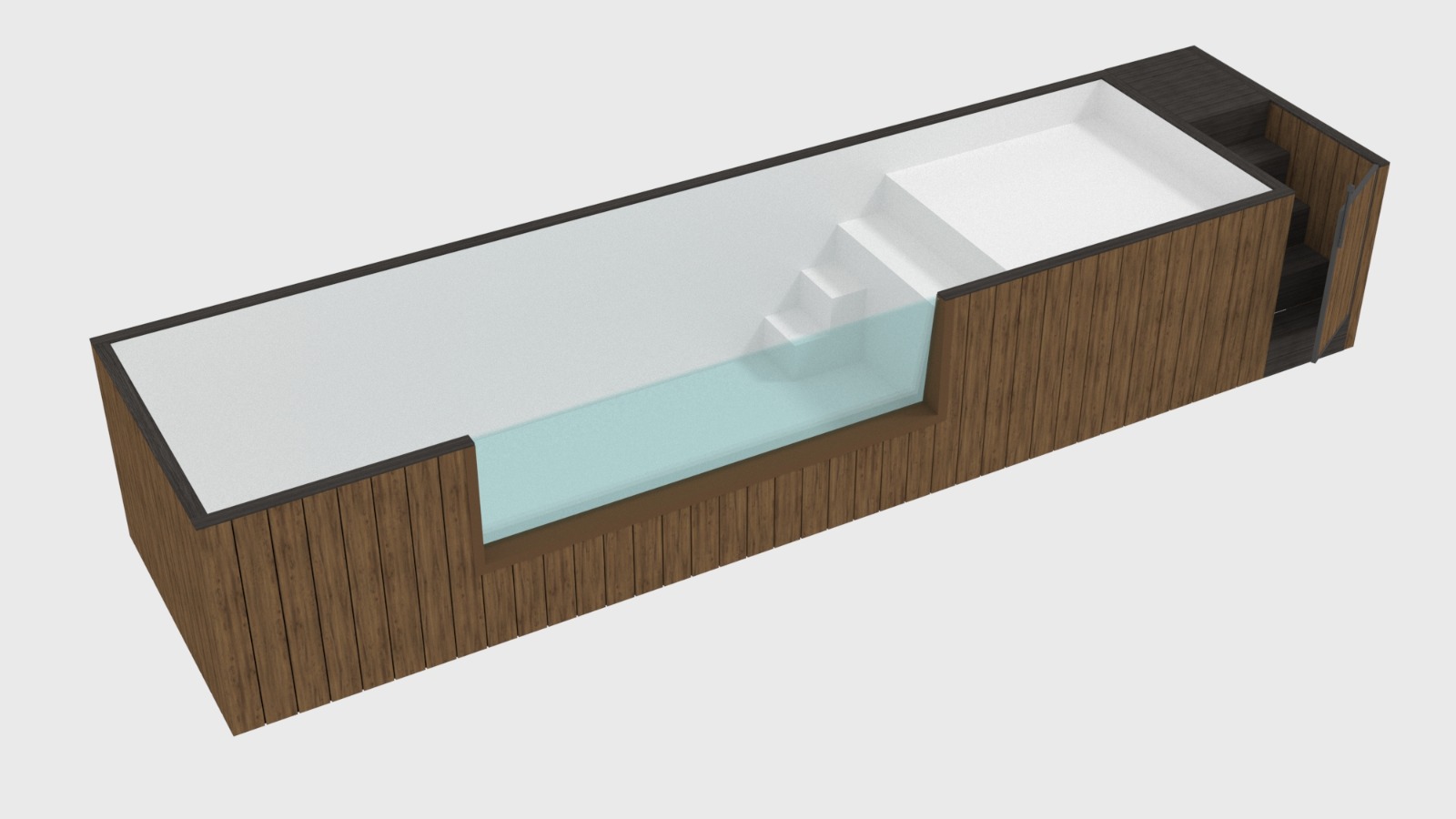 Piscine rectangulaire avec paroi en verre