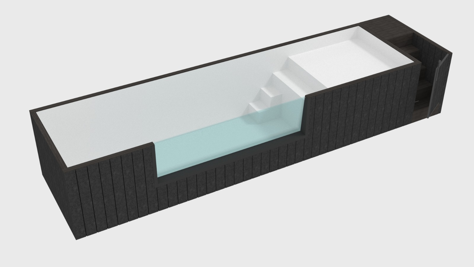 Piscine rectangulaire avec parois en verre