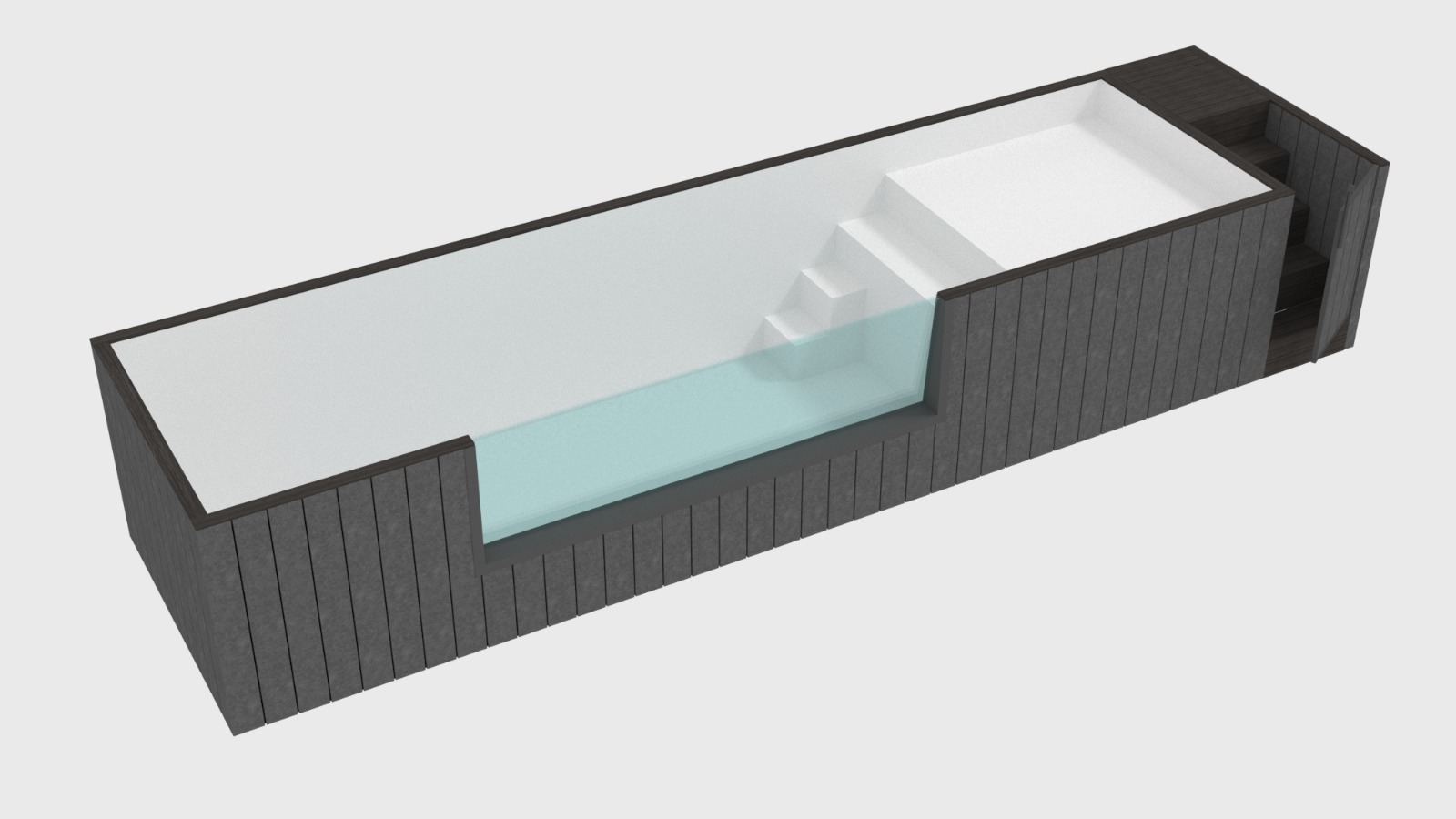 Piscine rectangulaire avec paroi transparente