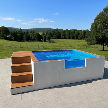 Piscine hors sol avec parois transparentes